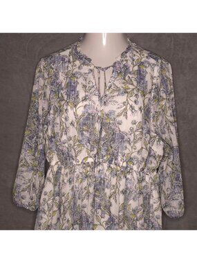 Torrid Womens Floral Long Sleeve Keyhole Dress 1X Lined Knee Length Pockets